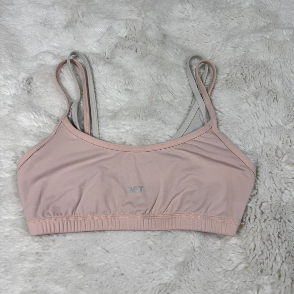 SET Active Pink + White Sports Bra Size S